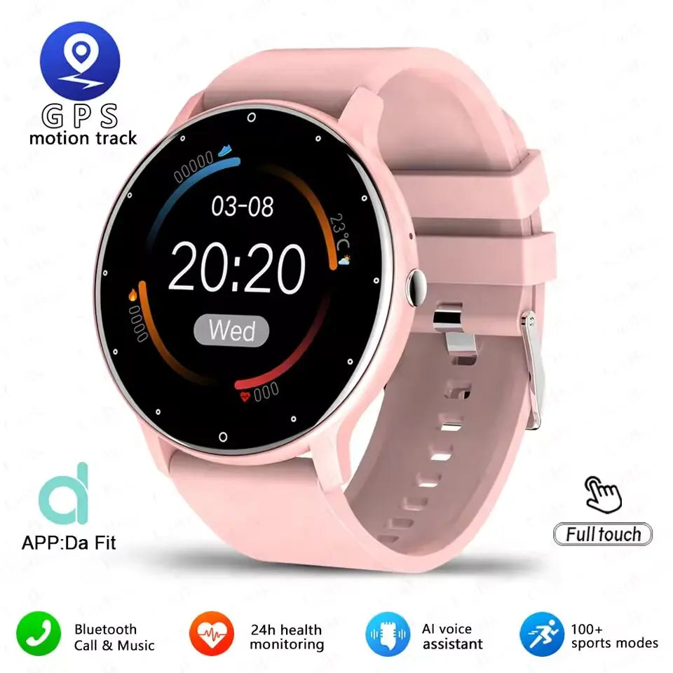 KaiAqua X27 Fitness Smart Watch, pink strap, 1.28-inch AMOLED display, Bluetooth calling