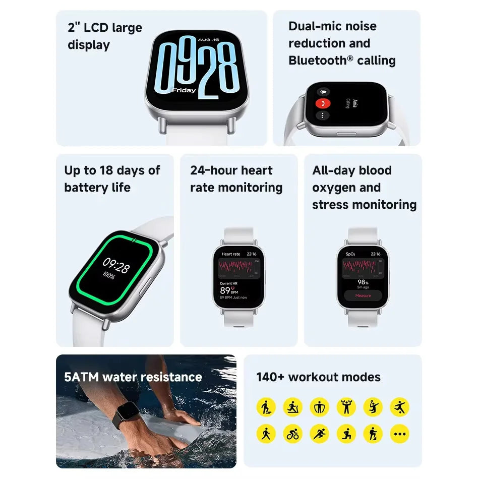 Xiaomi Redmi Watch 5 Active - 2" LCD Display with Bluetooth Calling & 140+ Sport Modes