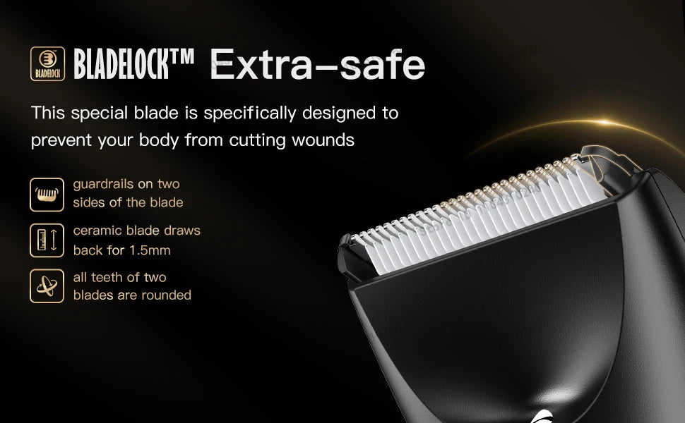 Men's Body Hair Trimmer - Electric Groin Trimmer for Sensitive Areas with Waterproof Safety Razor