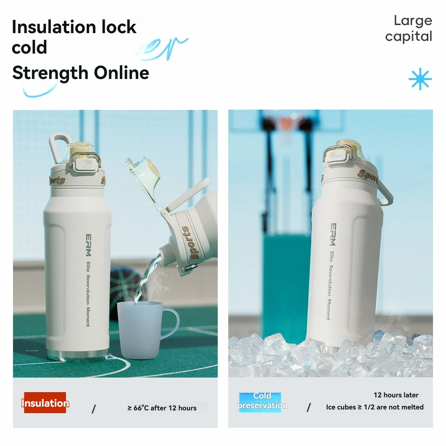 1L Stainless Steel Insulated Bottle - 6-Layer Vacuum Flask for Hiking, Cycling & Fitness