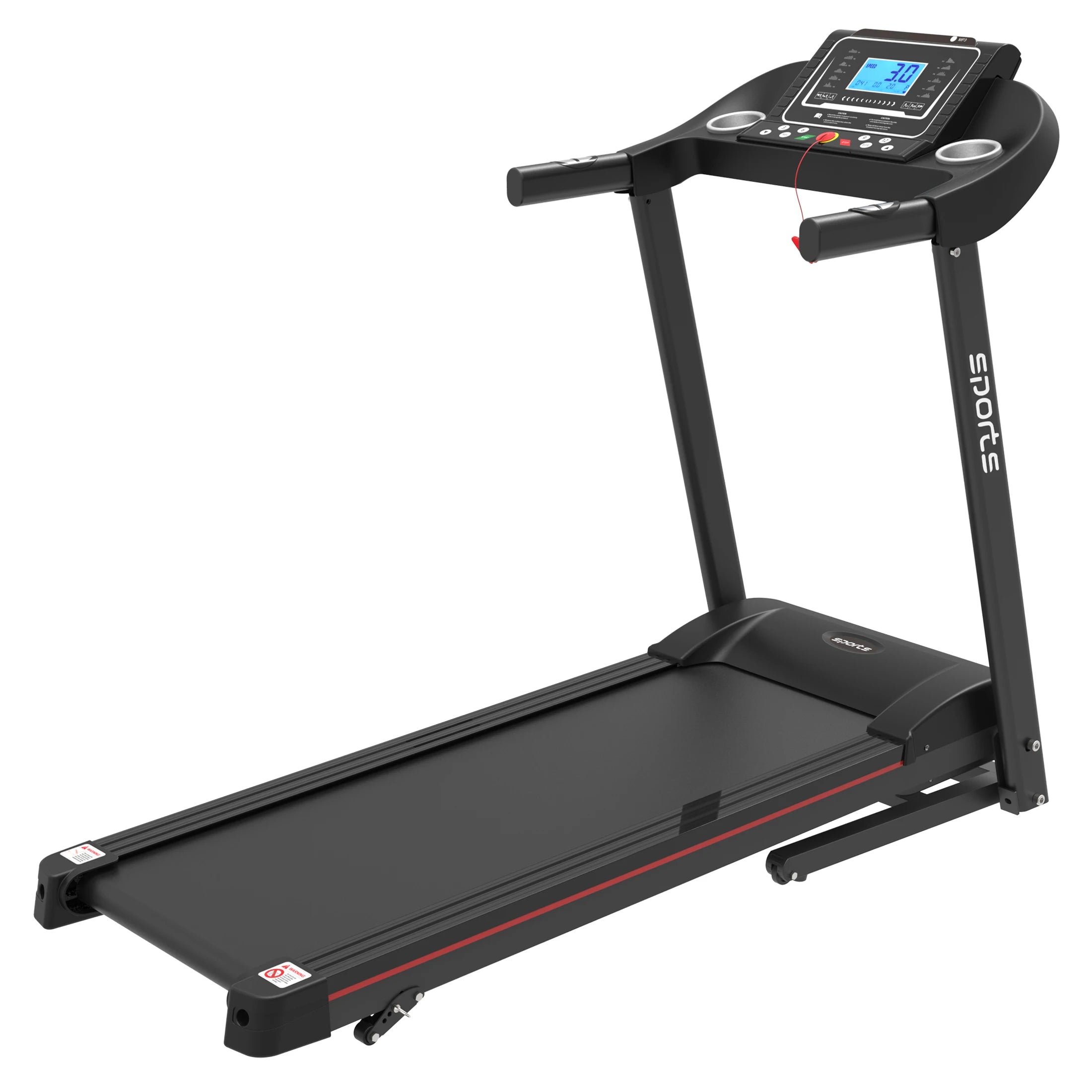 Folding Treadmill, Smart Motorized Treadmill with Manual Incline and Air Spring & MP3, Exercise Running Machine with 5" LCD