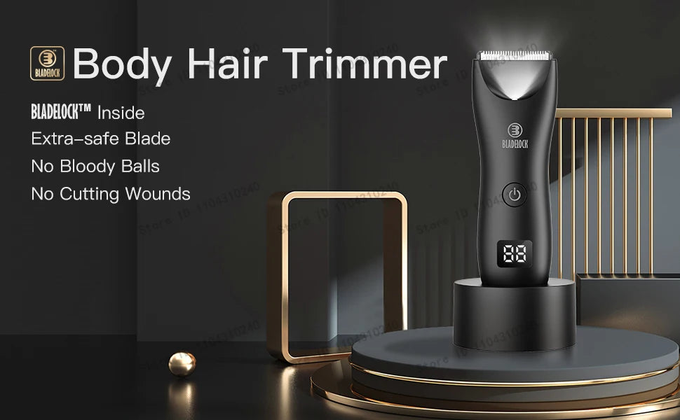 Men's Body Hair Trimmer - Electric Groin Trimmer for Sensitive Areas with Waterproof Safety Razor