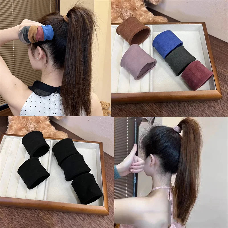 4-Piece Solid Wide Hair Band Scrunchies - Thickened Ponytail Holders for Women