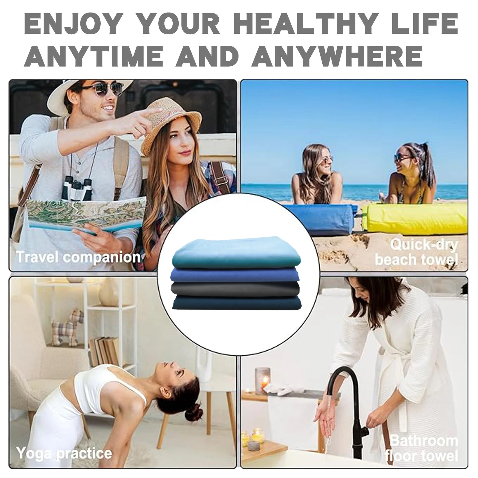 Cedar & Moore Premium Non-Slip Yoga Towel 183x61cm microfiber with silicone grip and carry bag