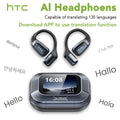 Black sports earbuds and charging case with LCD touch screen