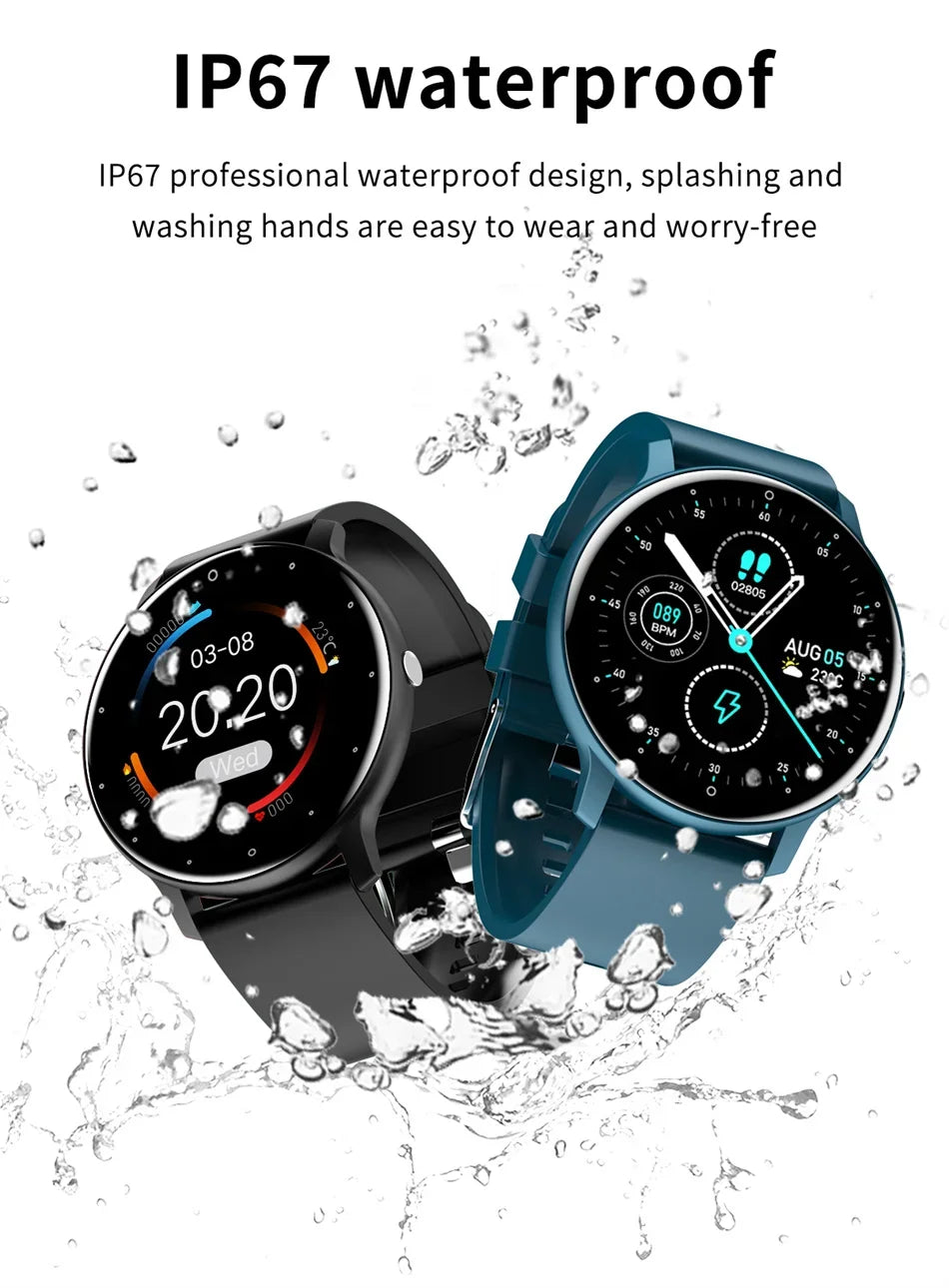 KaiAqua X27 Fitness Smart Watches in black and blue with 1.28-inch AMOLED display and Bluetooth calling.