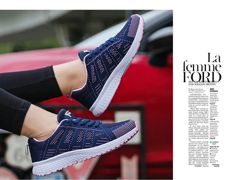 Women's Breathable Mesh Walking Shoes - Lightweight Slip-On Athletic Sneakers