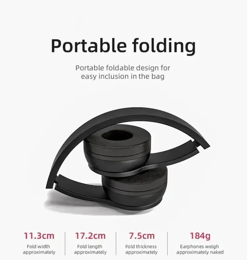 P47 Wireless Bluetooth Headphones - Foldable Over-Ear with 6H Talk Time & Volume Control