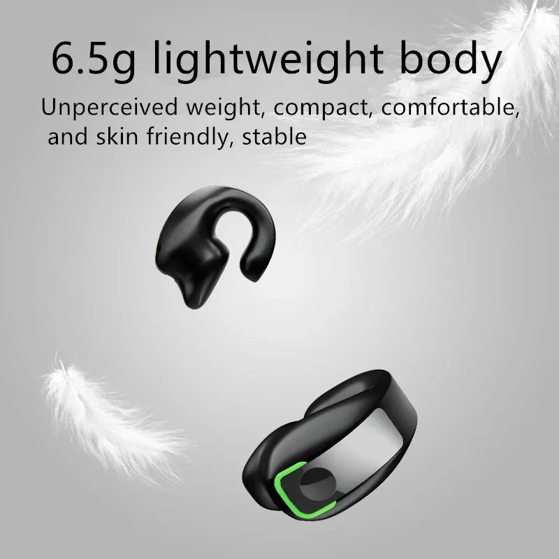 Clip-On Wireless Earphone - Bluetooth 5.3 Open-Ear Design with Noise Cancelling & Mic
