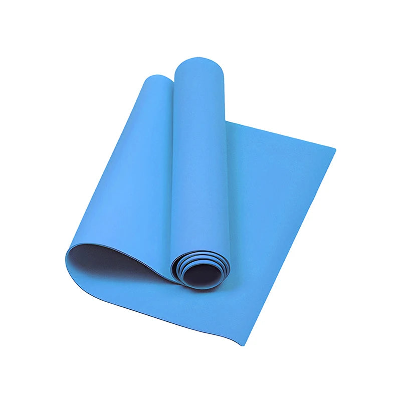 Blue 4mm EVA yoga mat, folded rolled sheet with grip texture