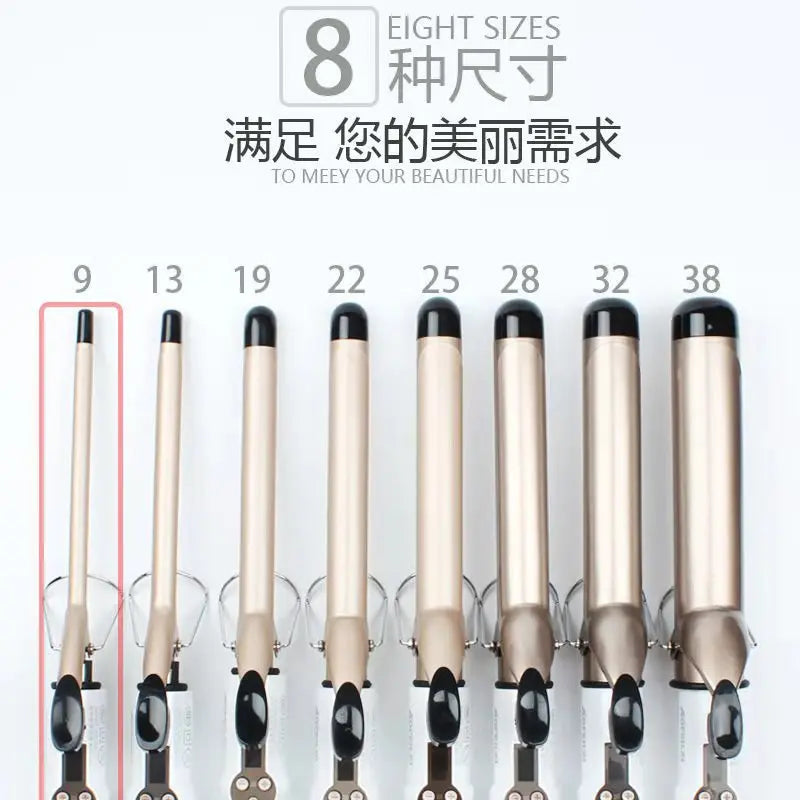 Professional Ceramic Hair Wave Curling Wand - LCD Display Curling Iron for Waves & Curls