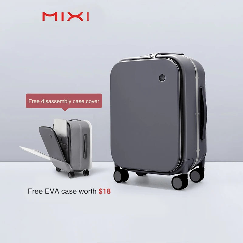 Mixi Aluminum Frame Carry-On Suitcase - 18/20/24 Inch Rolling Luggage with Hollow Wheel Design