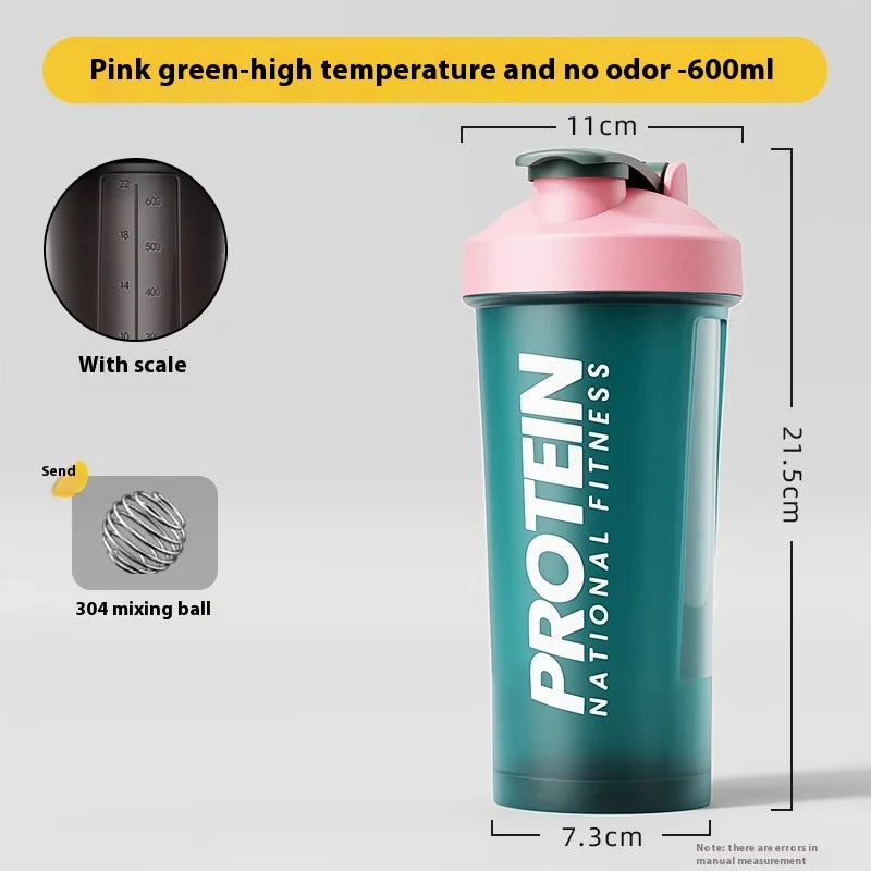 Protein Shaker Bottle - Leak-Proof Gym Fitness Mixer Cup 400-600ml for Shakes & Supplements