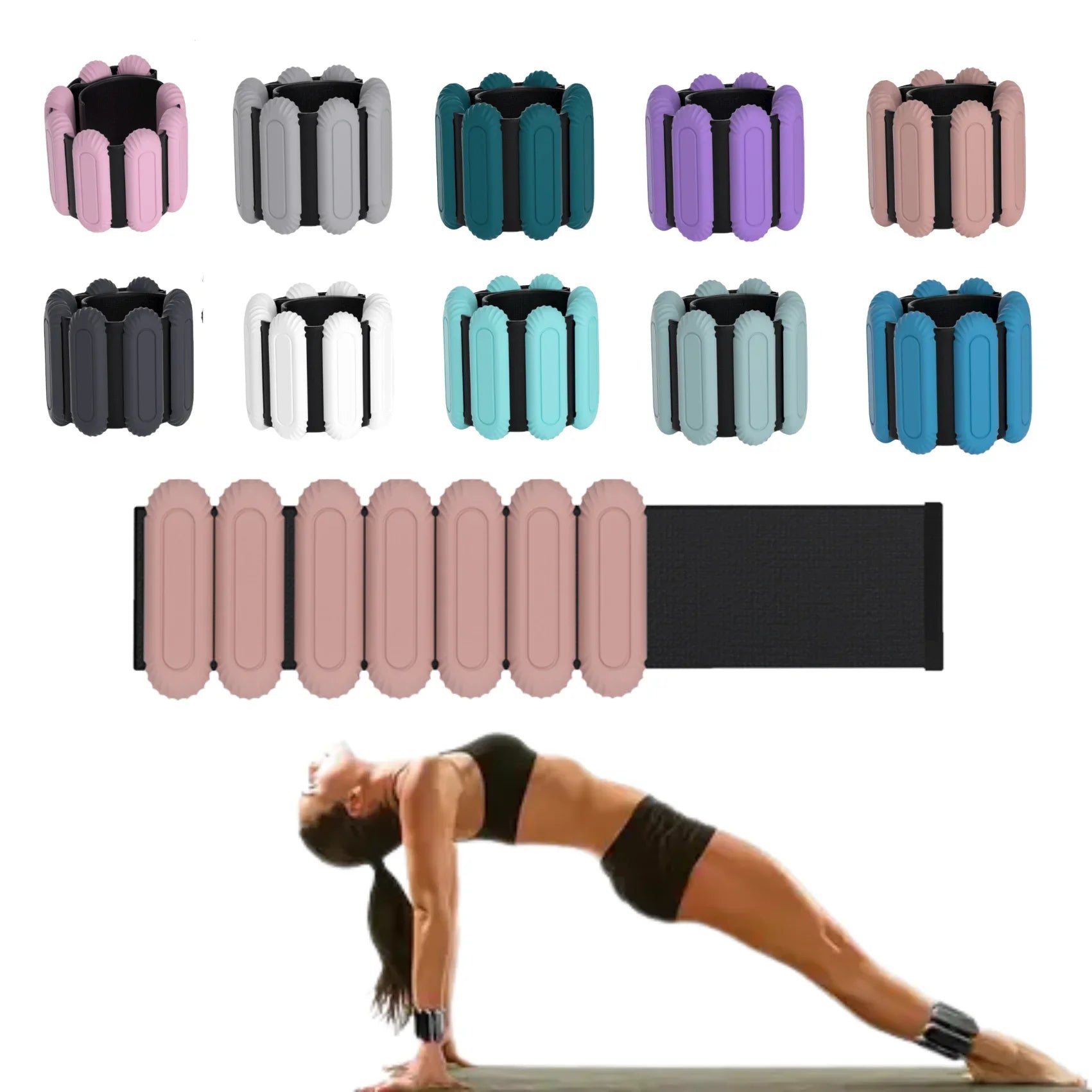 Adjustable wrist and ankle weight straps, mixed colors, with adjustable bands