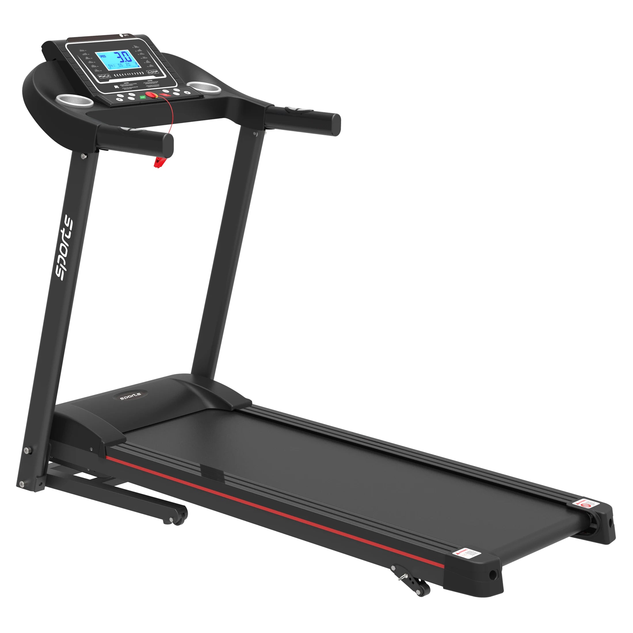 Folding Treadmill, Smart Motorized Treadmill with Manual Incline and Air Spring & MP3, Exercise Running Machine with 5" LCD