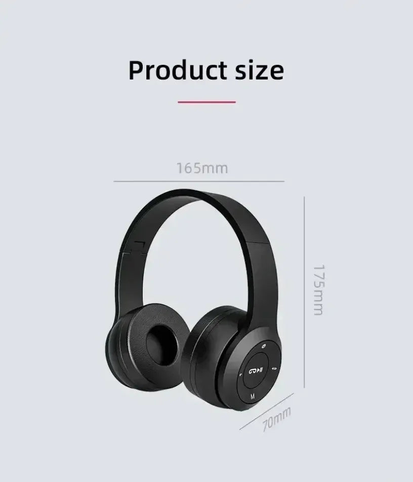 P47 Wireless Bluetooth Headphones - Foldable Over-Ear with 6H Talk Time & Volume Control