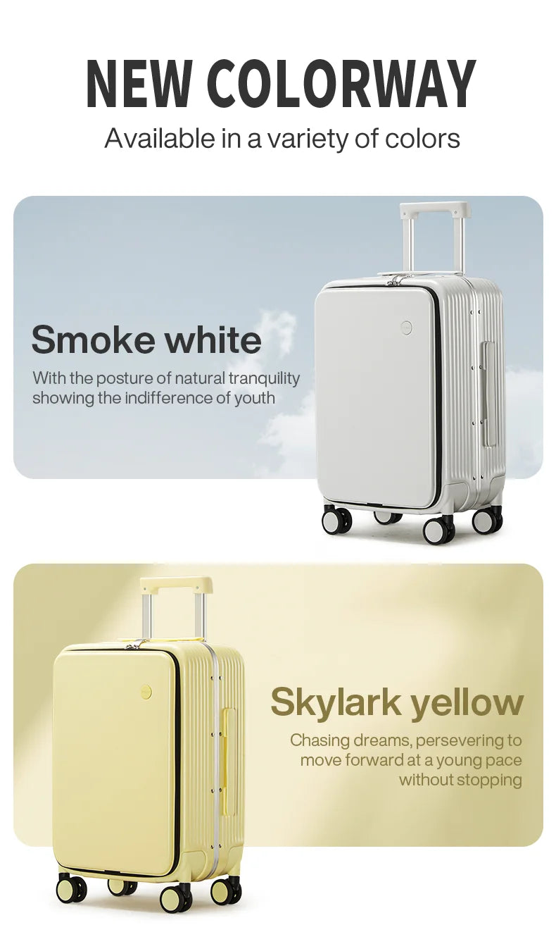 Mixi Aluminum Frame Carry-On Suitcase with USB Charging Port - 20/24 Inch Rolling Luggage