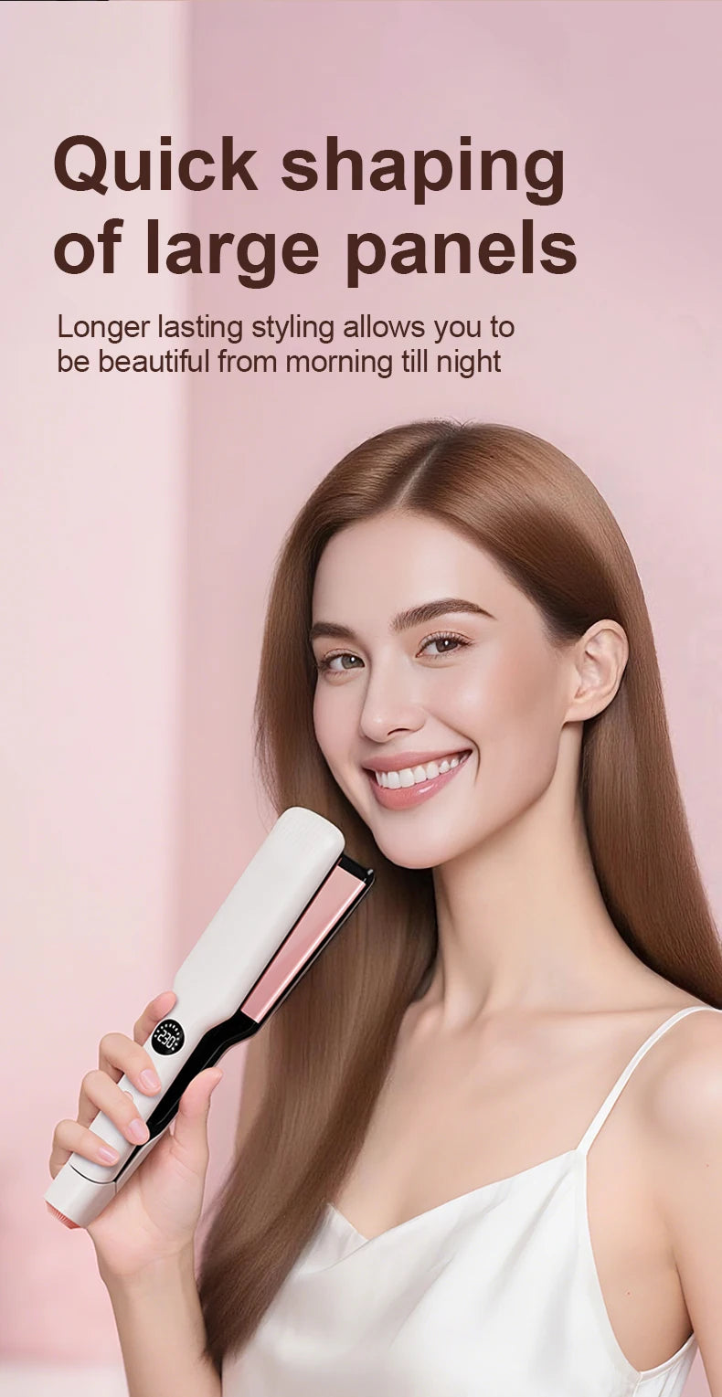 Professional Hair Straightener - Coated Wide Plates with 60W Fast Heating & PTC Technology