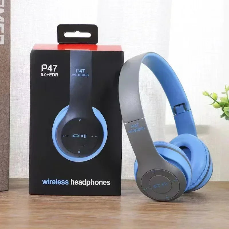 P47 Wireless Bluetooth Headphones - Foldable Over-Ear with 6H Talk Time & Volume Control