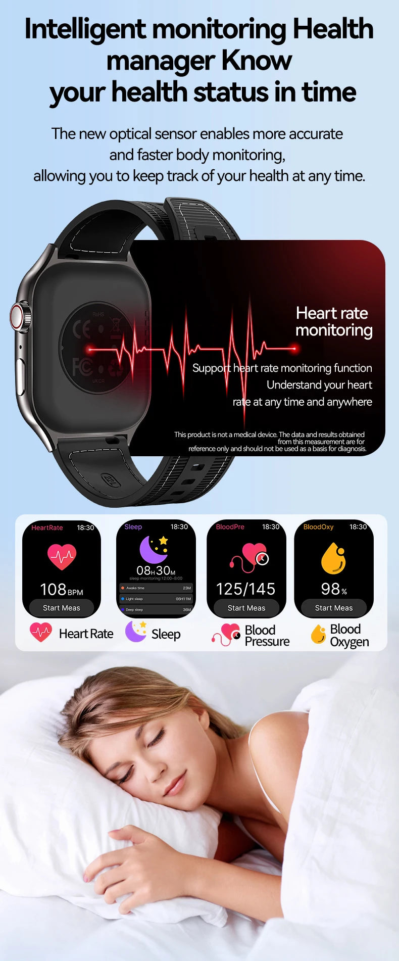 LAXASFIT H7 smart watch by Cedar & Moore with a black curved AMOLED display