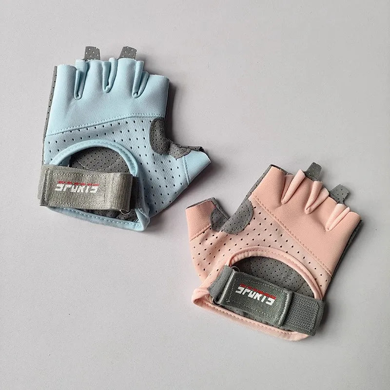 Women's Half-Finger Workout Gloves - Anti-Slip Grip for Gym, Yoga & Cycling