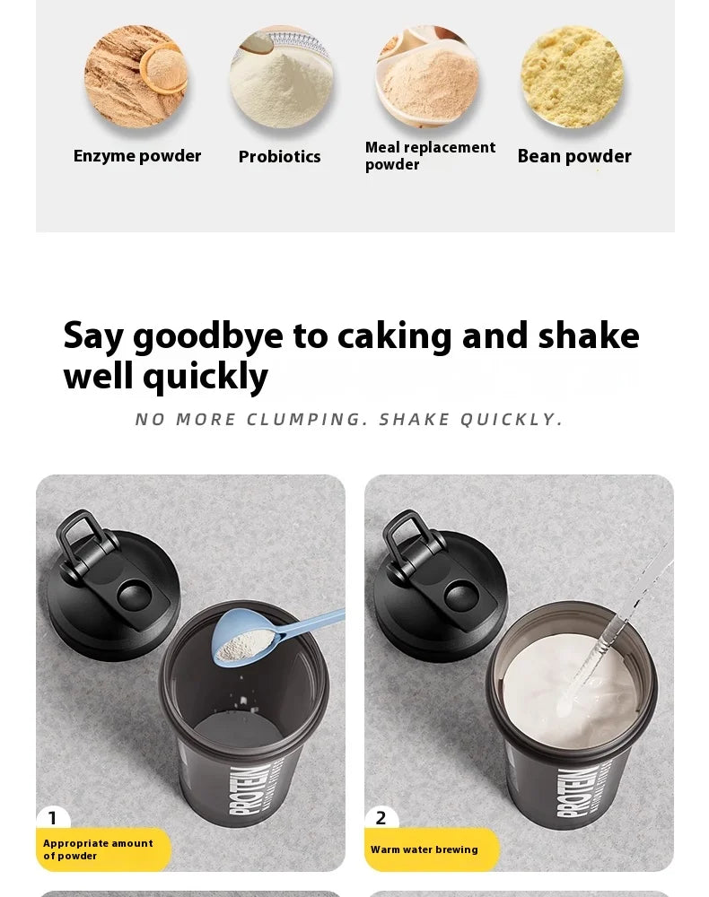Protein Shaker Bottle - Leak-Proof Gym Fitness Mixer Cup 400-600ml for Shakes & Supplements