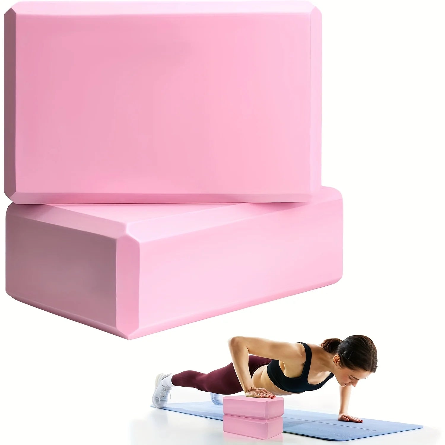 2-Piece High-Density Foam Yoga Blocks - Lightweight Supportive Yoga Gear for Women