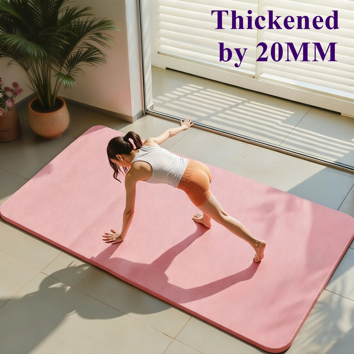 20mm Extra Thick NBR Yoga Mat - Large 185x61cm Non-Slip High-Intensity Workout Mat