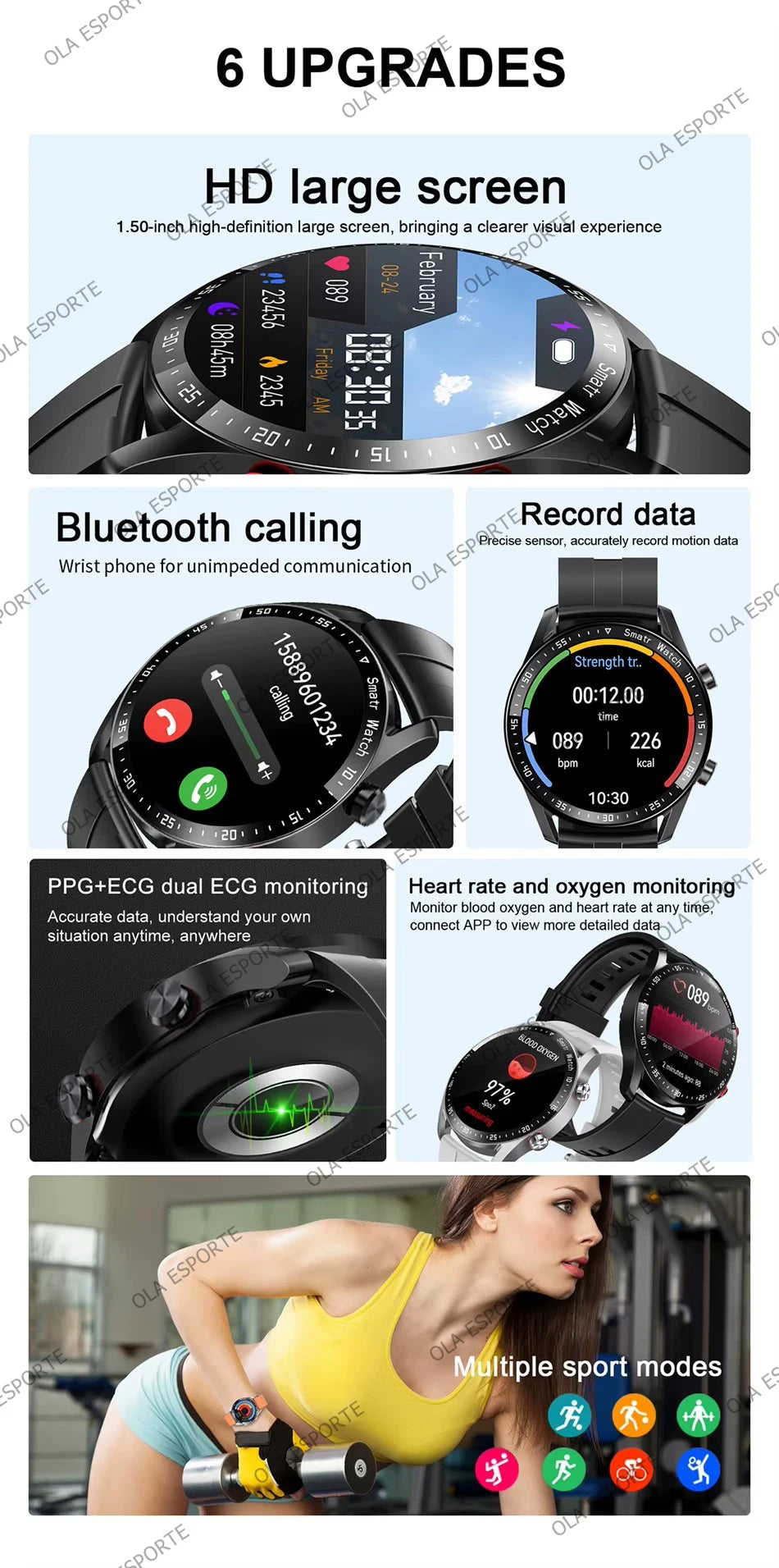Ola Esporte Smart Watch - 1.5" HD Round Display with Bluetooth Calling & GPS Tracking