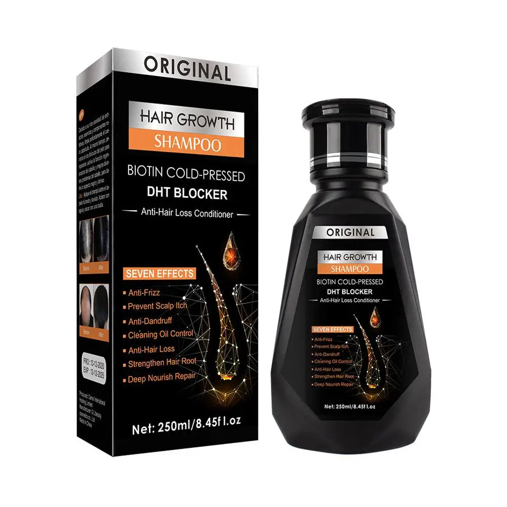 Biotin Ginger Hair Growth Shampoo Cedar & Moore box/bottle, black packaging with orange label, 250ml thickening 2 items