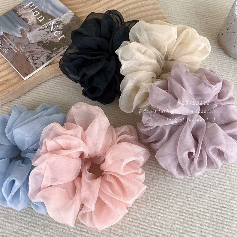 Soft Chiffon Pastel Hair Scrunchies - Romantic Ruffle Design Organza Hair Ties for Women
