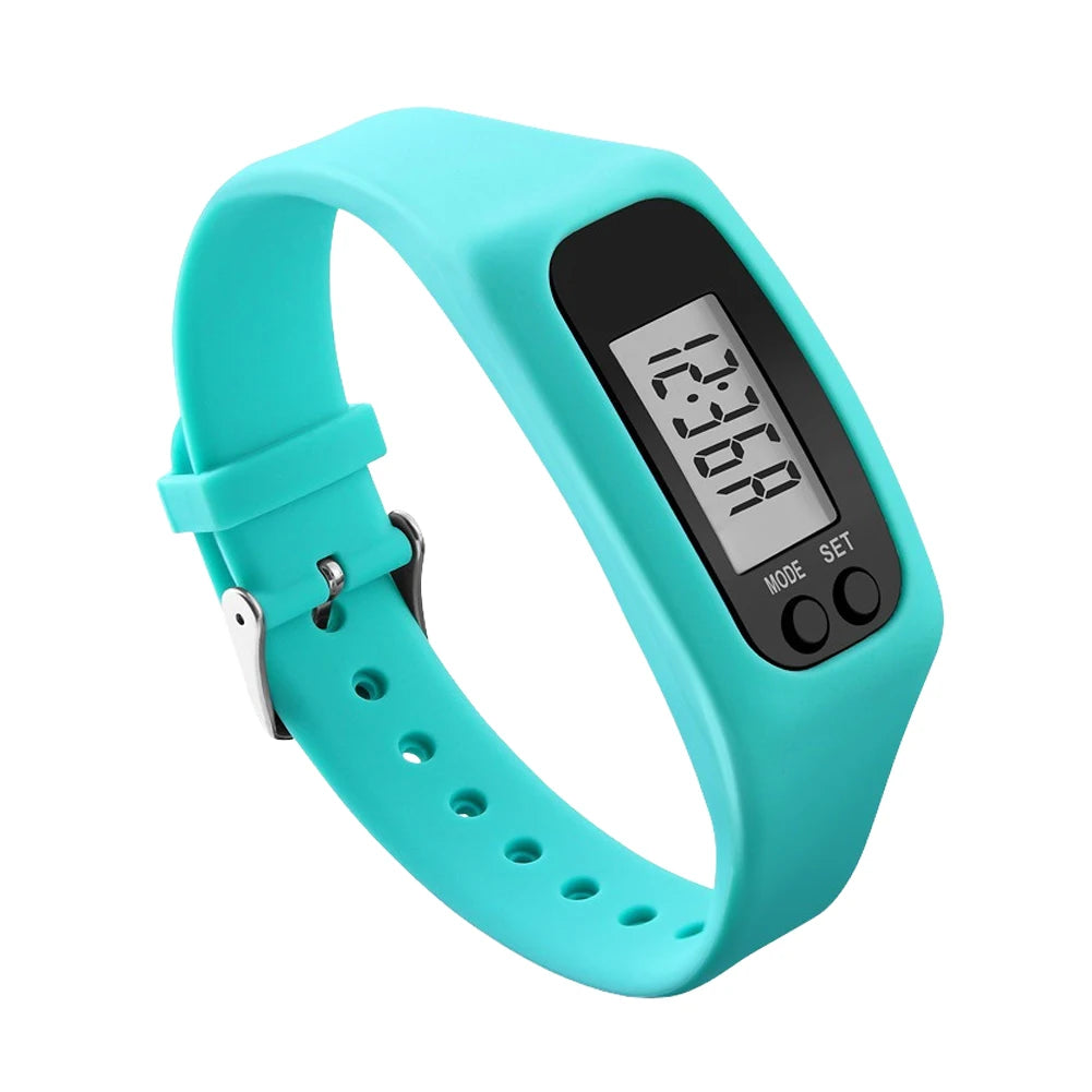 LED Pedometer Bracelet - Step Counter Watch with Calorie Tracker & 12/24H Display