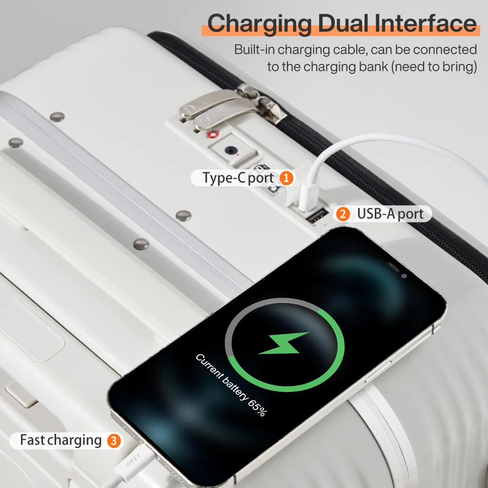 Mixi Aluminum Frame Carry-On Suitcase with USB Charging Port - 20/24 Inch Rolling Luggage