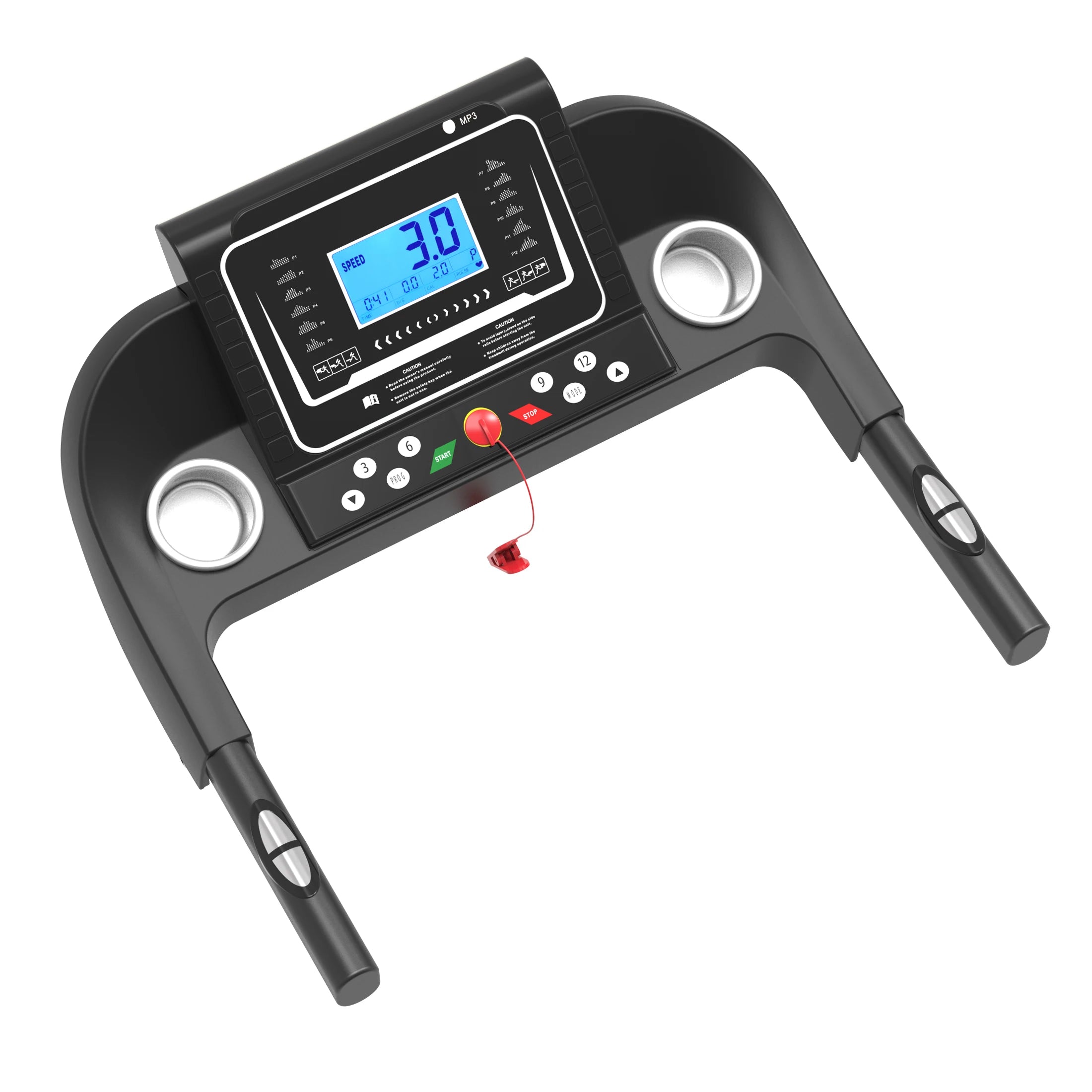 Folding Treadmill, Smart Motorized Treadmill with Manual Incline and Air Spring & MP3, Exercise Running Machine with 5" LCD