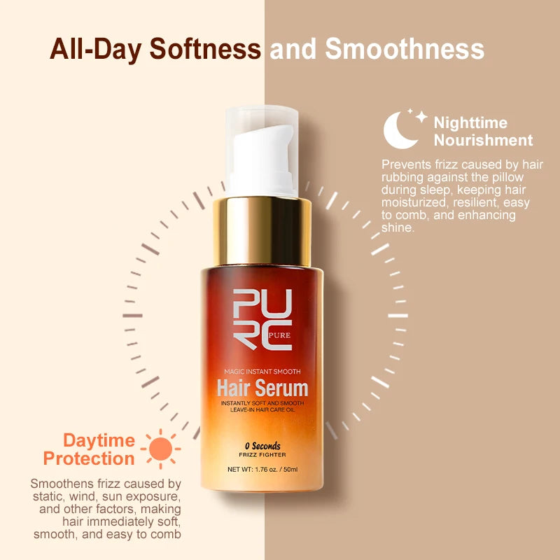 PURC Magic Instant Smooth Hair Serum - Nourishing Repair Leave-In Oil Anti-Frizz Treatment