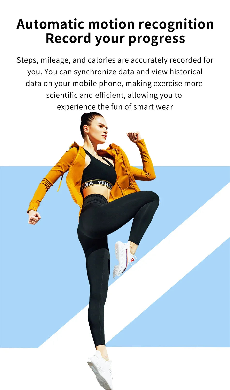 Cedar & Moore KaiAqua X27 smartwatch banner featuring an athletic model in orange jacket against blue backdrop