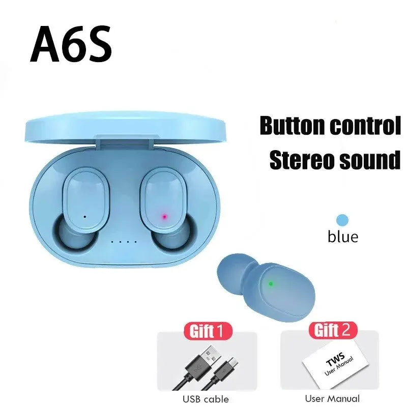 TWS A6S Wireless Bluetooth Earbuds - Active Noise Cancelling Headphones with Mic
