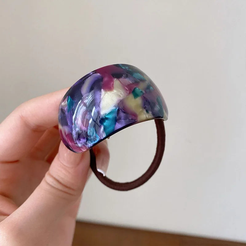 Women's Acrylic Patterned Hair Ties - Elegant Ponytail Holders