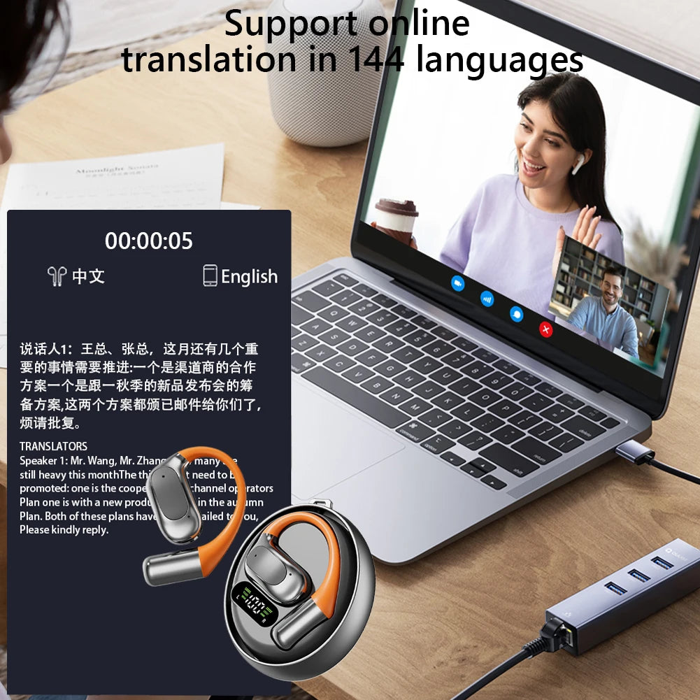 AI Translation Earbuds - Real Time 144 Languages with Bluetooth 5.4 & 48H Battery