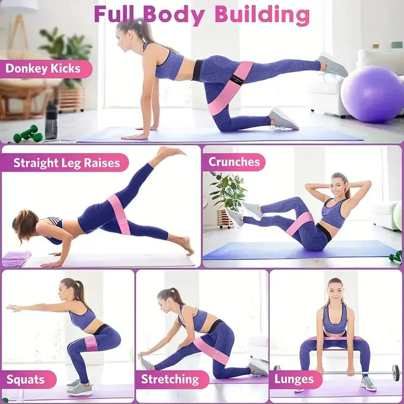 3 Piece Set Pilates Yoga Elastic Resistance Bands Set for Full Body Workout