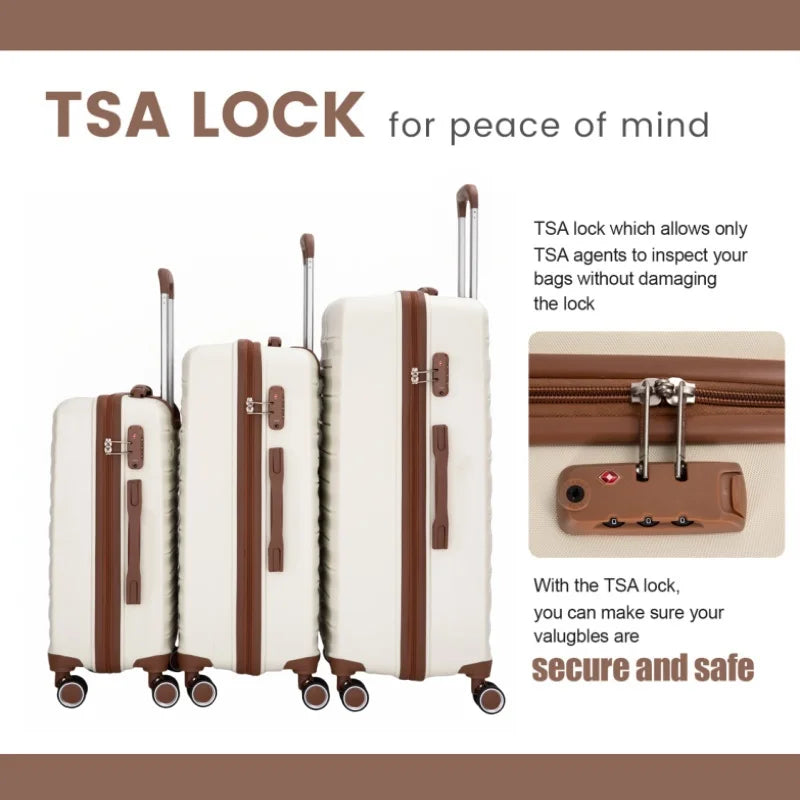 5-Piece Hardcase Luggage Travel Set with Double Spinner Wheels, TSA Lock & Duffle Bag
