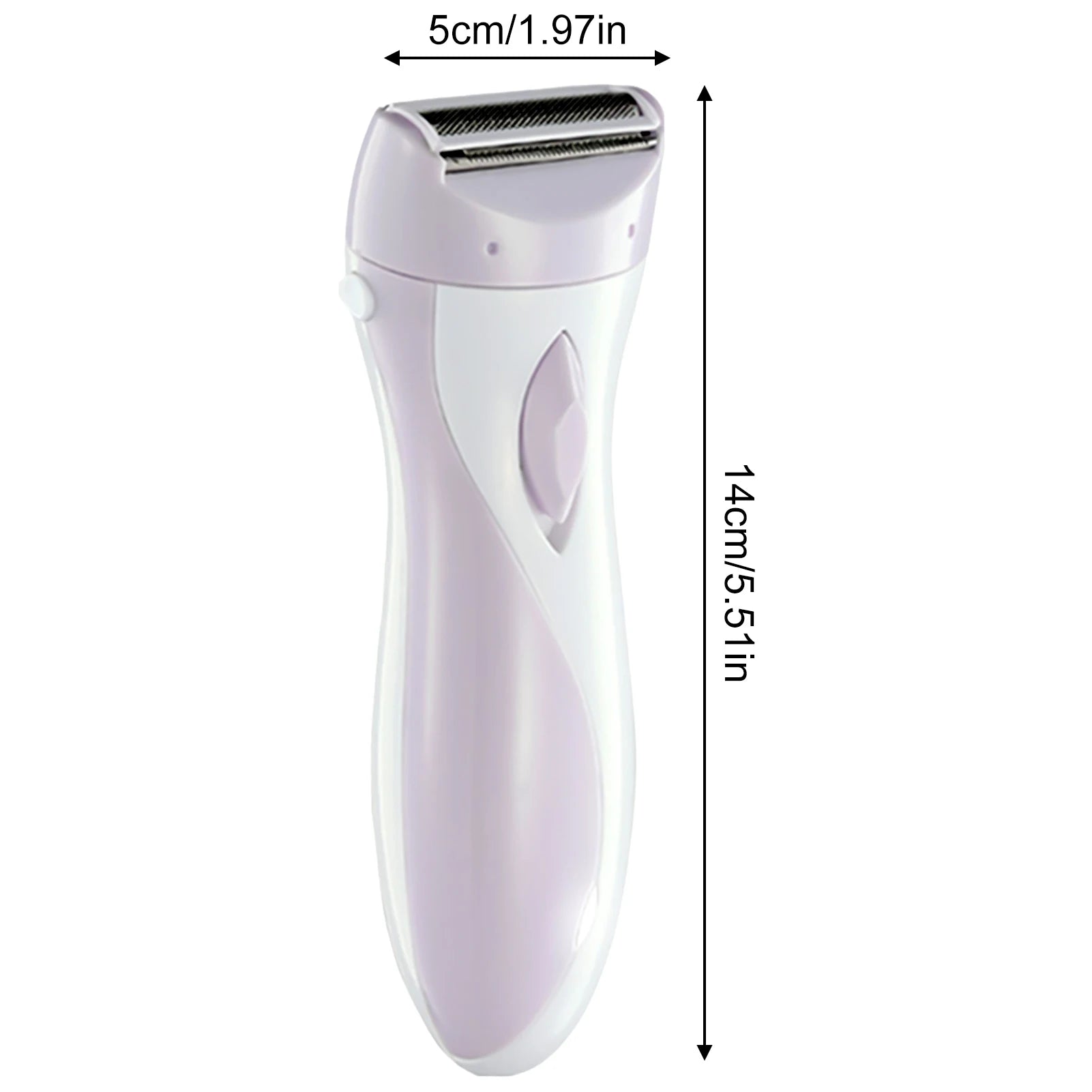 Rechargeable epilator in lilac and white with metal foil shaver head