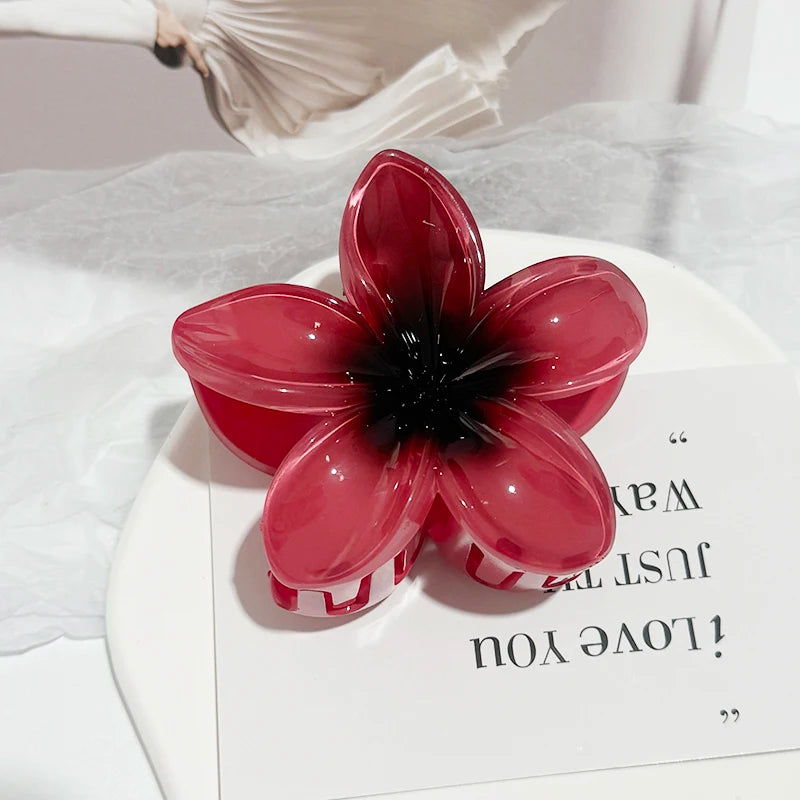 Epoxy Flower Hair Claw Clips - Leopard Print Hawaiian Gradient Barrettes for Women & Girls