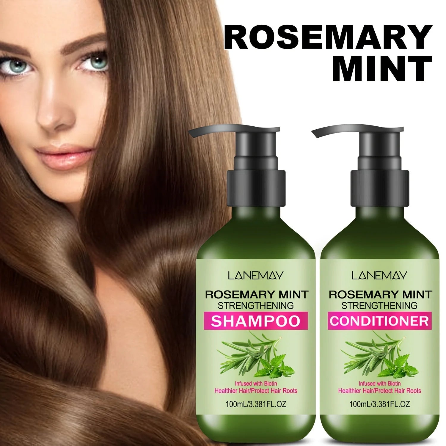 Rosemary Mint Strengthening Shampoo & Conditioner Set - Moisturizing Hair Treatment