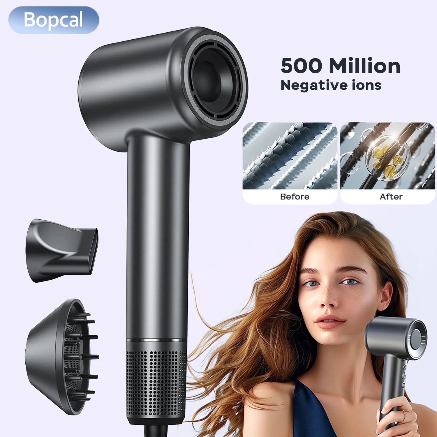 120,000 RPM High-Speed Hair Dryer - Brushless Negative Ion Blow Dryer with Low Noise & Quick-Dry Technology