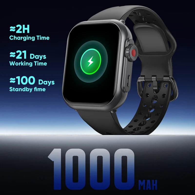 Smart watch Cedar & Moore with 1.96-inch AMOLED display, black strap, 1000 mAh battery