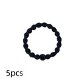 5/10pcs Classic Minimalist Sporty Hair Ties - Black Beaded Elastics with Strong Hold