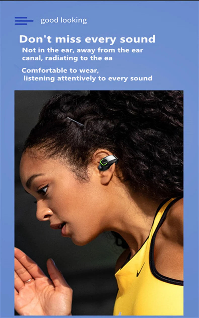 Clip-On Wireless Earphone - Bluetooth 5.3 Open-Ear Design with Noise Cancelling & Mic