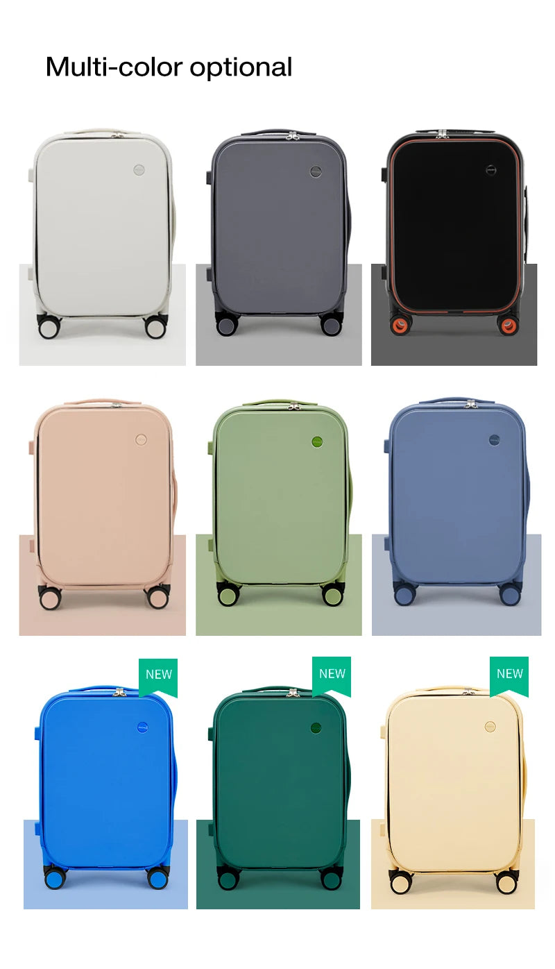 Mixi Aluminum Frame Carry-On Suitcase - 18/20/24 Inch Rolling Luggage with Hollow Wheel Design