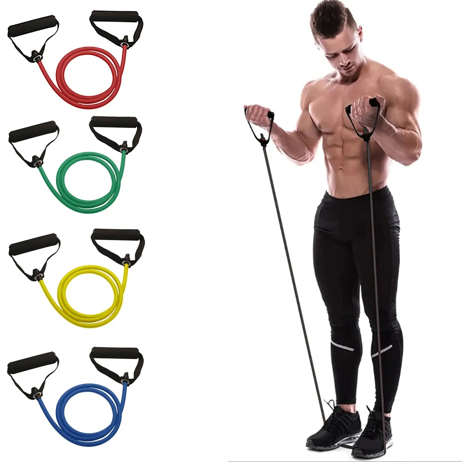 Resistance Bands with Handles 10lb - 30lb Strength Training Equipment for Home Workouts